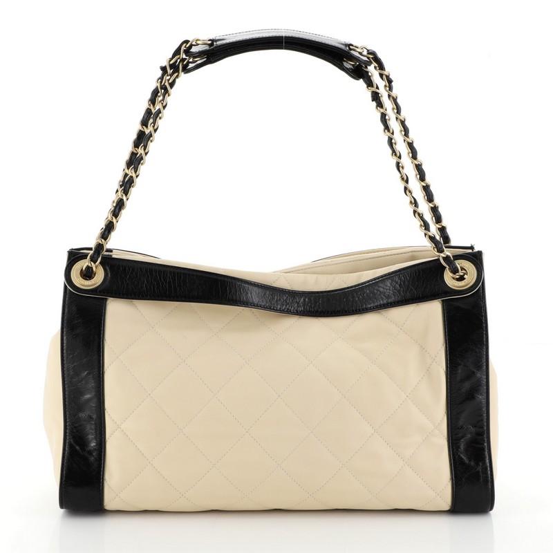 Chanel In The Mix Charm Tote Quilted Leather Medium  In Good Condition In NY, NY