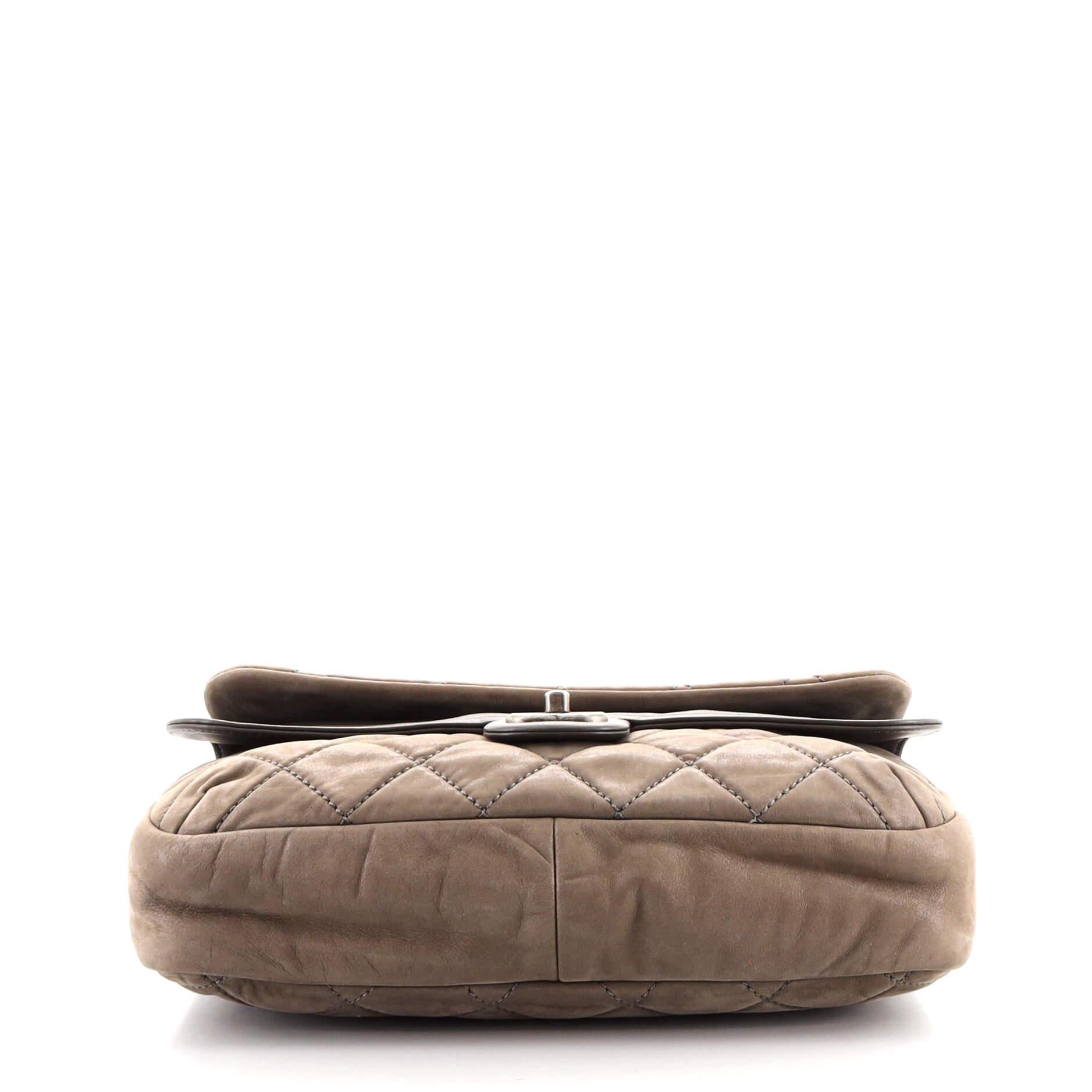 Brown Chanel In The Mix Double Flap Bag Quilted Iridescent Calfskin Jumbo