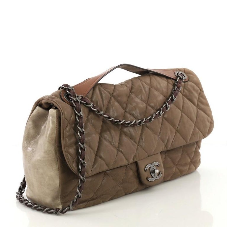 Chanel In the Mix Flap Bag Quilted Iridescent Calfskin W Glazed Calfskin  Jumbo at 1stDibs