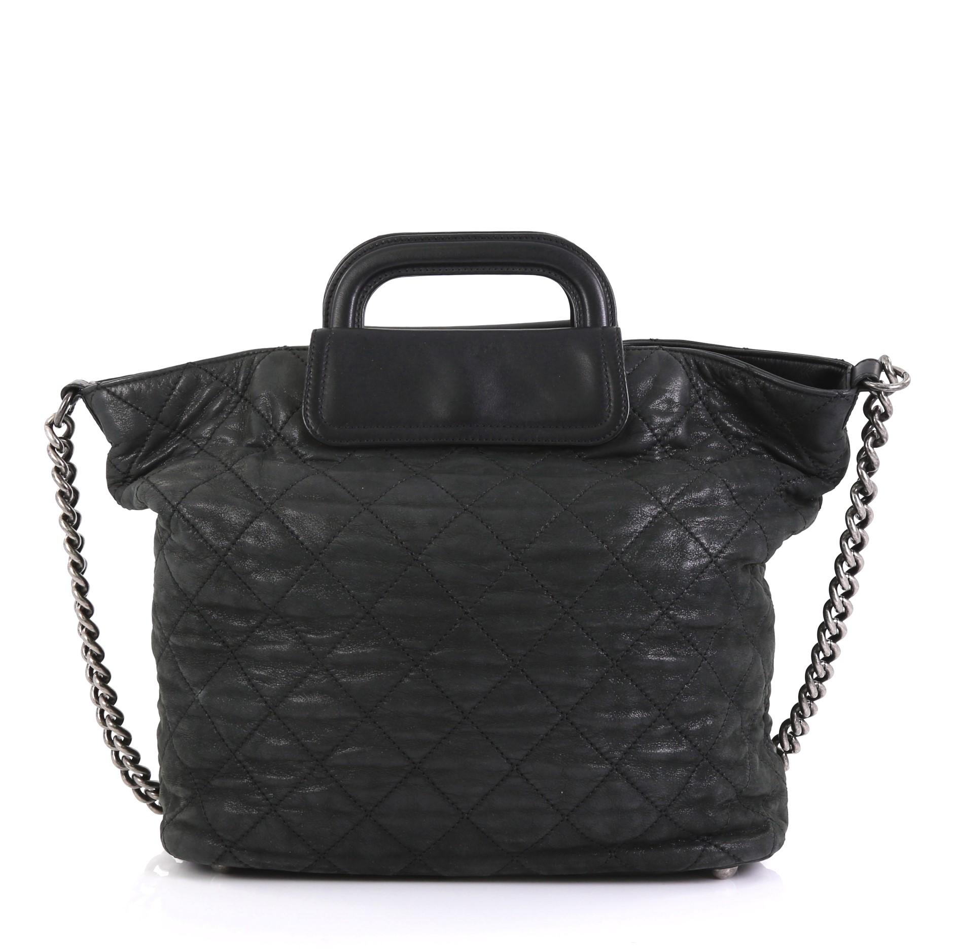 Black Chanel In The Mix Shopping Tote Quilted Iridescent Calfskin Large
