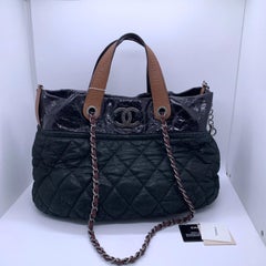CHANEL In The Mix Tote Black Quilted Leather CC Silver Hardware