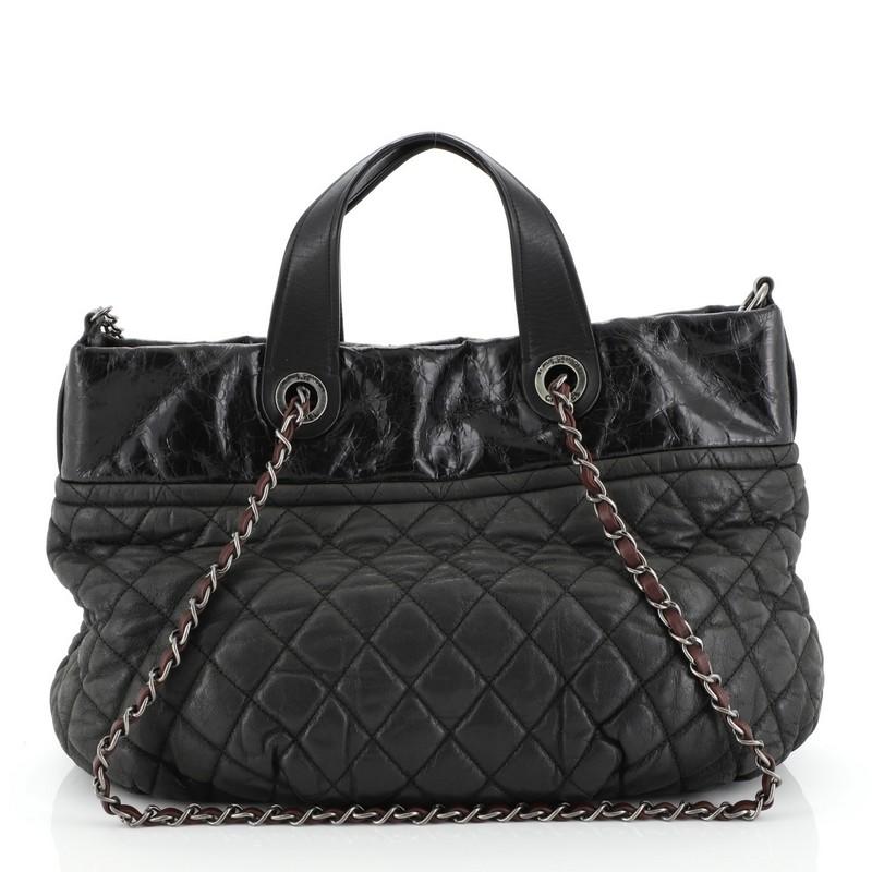 Black Chanel In The Mix Tote Quilted Iridescent Calfskin Large