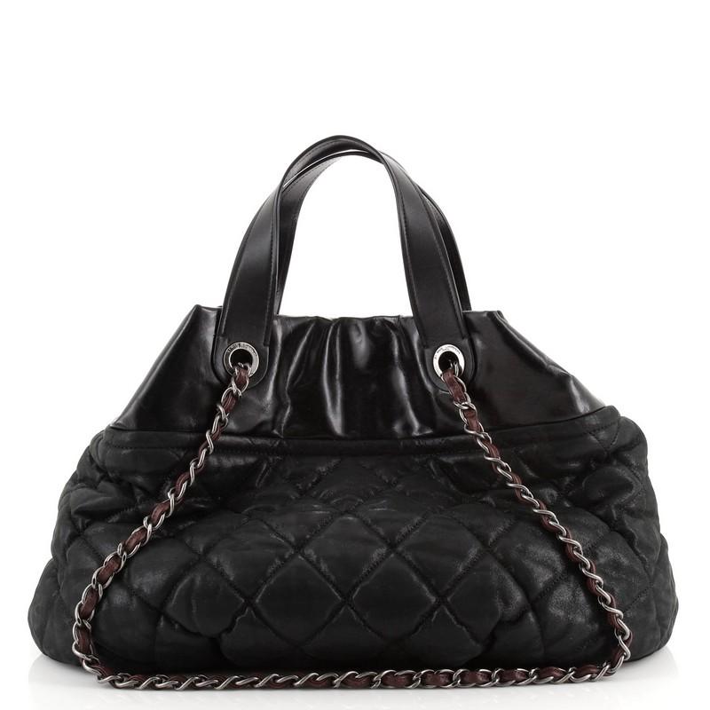 Black Chanel In The Mix Tote Quilted Iridescent Calfskin Large