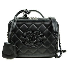 Chanel Incognito SO BLACK Small CC Filigree Vanity Case Crossbody Bag 