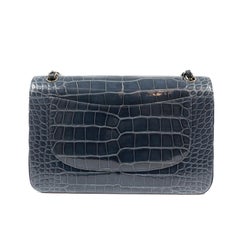 Chanel Indigo Blue Alligator Jumbo Classic Double Flap Bag