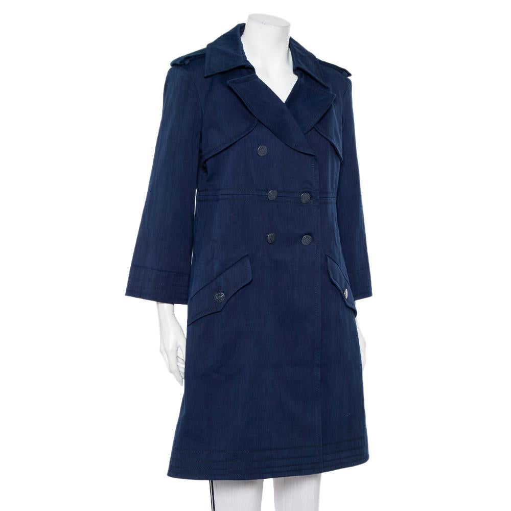 bright blue trench coat