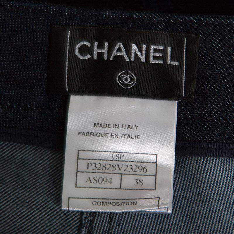 Chanel Indigo Dark Wash Denim Rounded Hem Jeans M 1