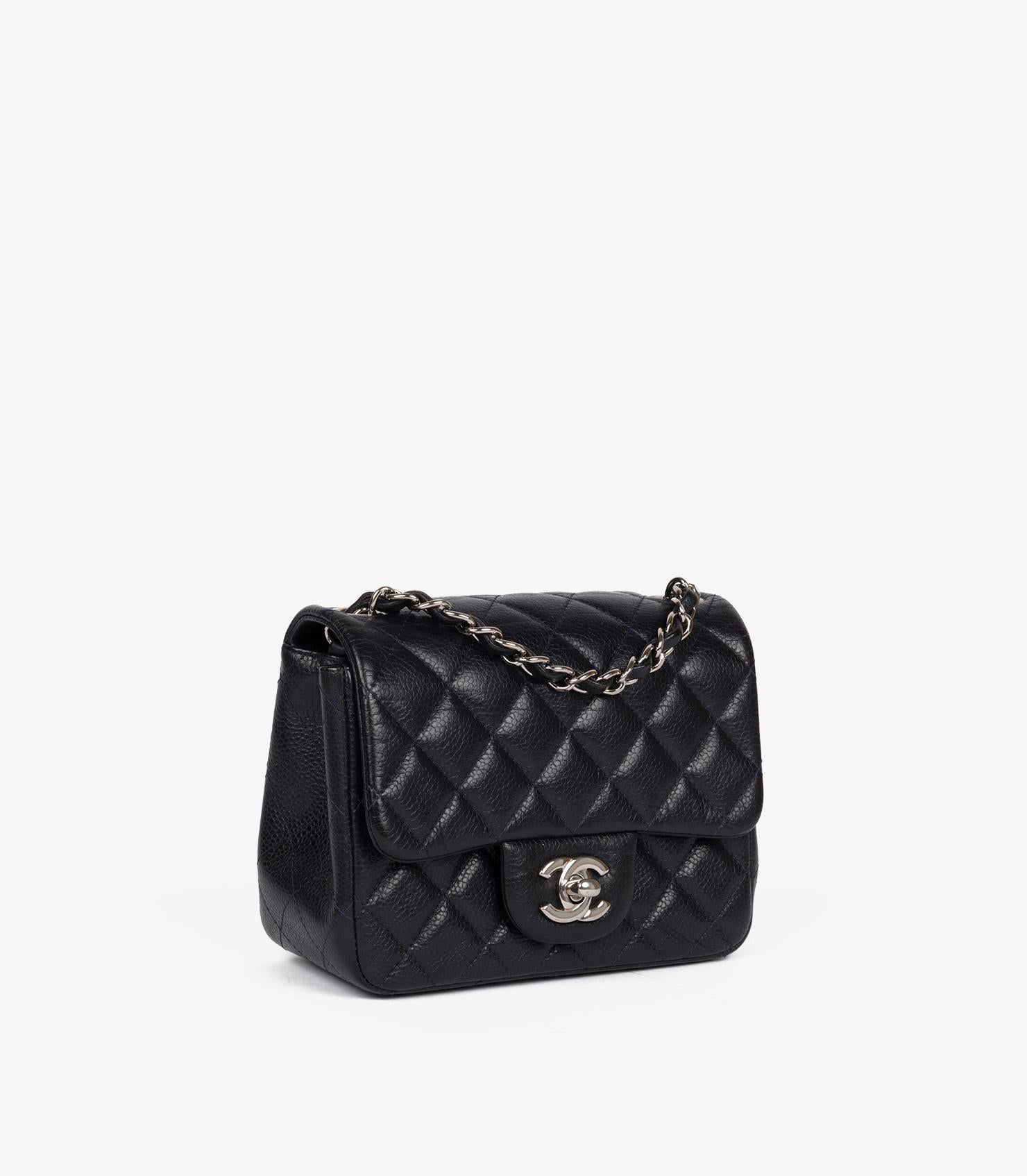Chanel Indigo Quilted Washed Caviar Leather Square Mini Flap Bag In Excellent Condition For Sale In Bishop's Stortford, Hertfordshire