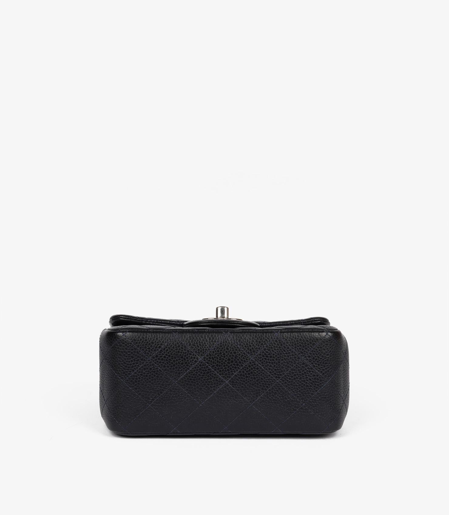 Chanel Indigo Quilted Washed Caviar Leather Square Mini Flap Bag For Sale 3