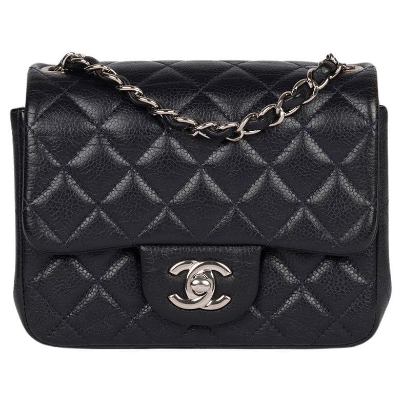 Chanel Indigo Quilted Washed Caviar Leather Square Mini Flap Bag For Sale