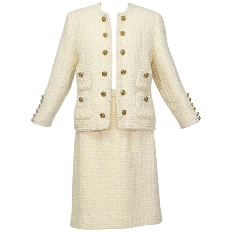 Chanel-Inspired 28-Button Bouclé Cardigan Suit, 1960s