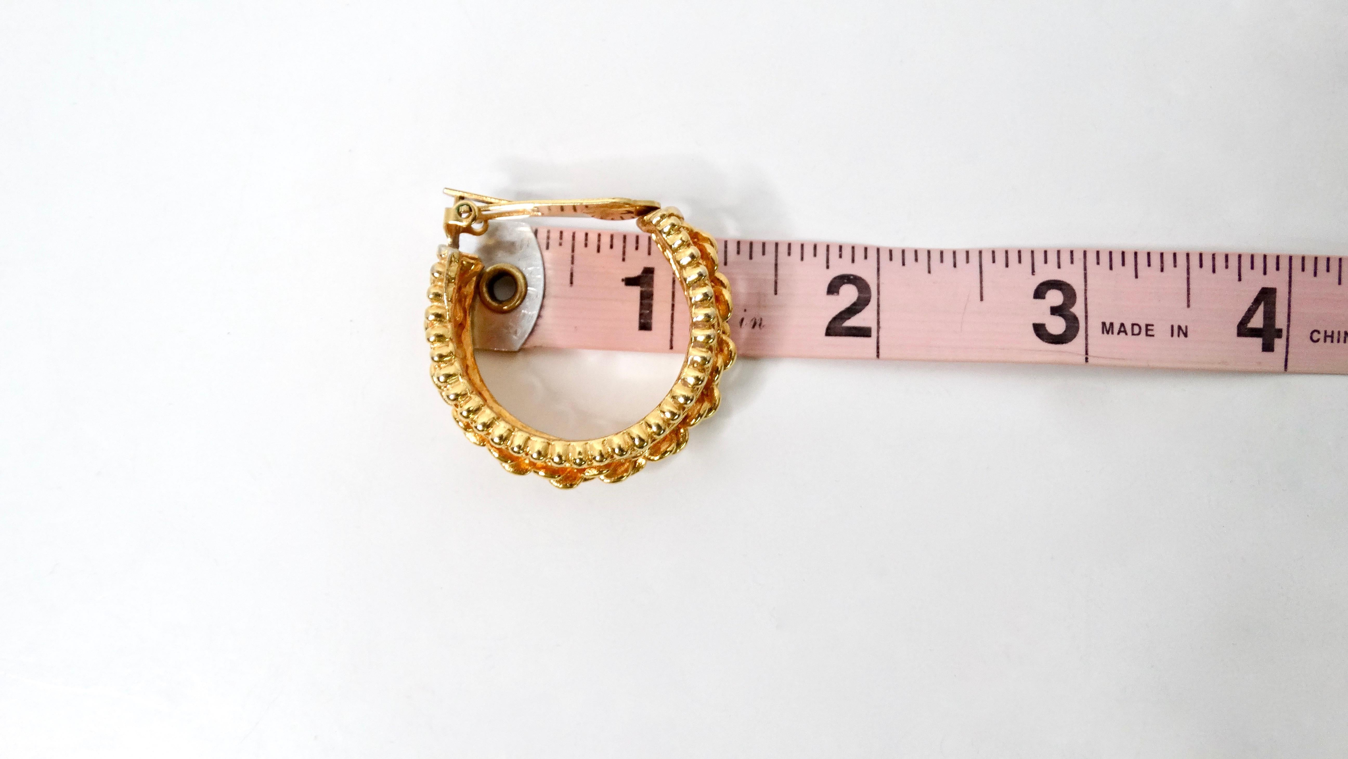 Chanel Inspired Gold-Tone Braided Chain Detailed Clip-On Hoop Earrings For Sale 4