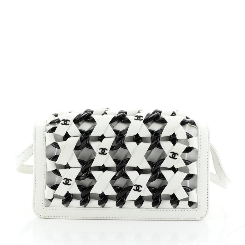 Chanel Interlaced Chain Strap Clutch Braided Leather And Resin Mini In Good Condition In NY, NY