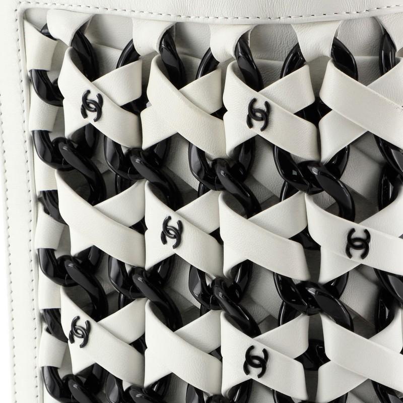 Chanel Interlaced Chain Strap Clutch Braided Leather And Resin Mini 4