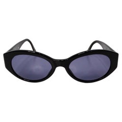 Chanel Interlocking CC Black Oval Frame Purple Tinted Sunglasses circa 1990s