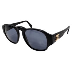 Chanel Interlocking CC Black Square Framed Quilted Sunglasses circa Y2K