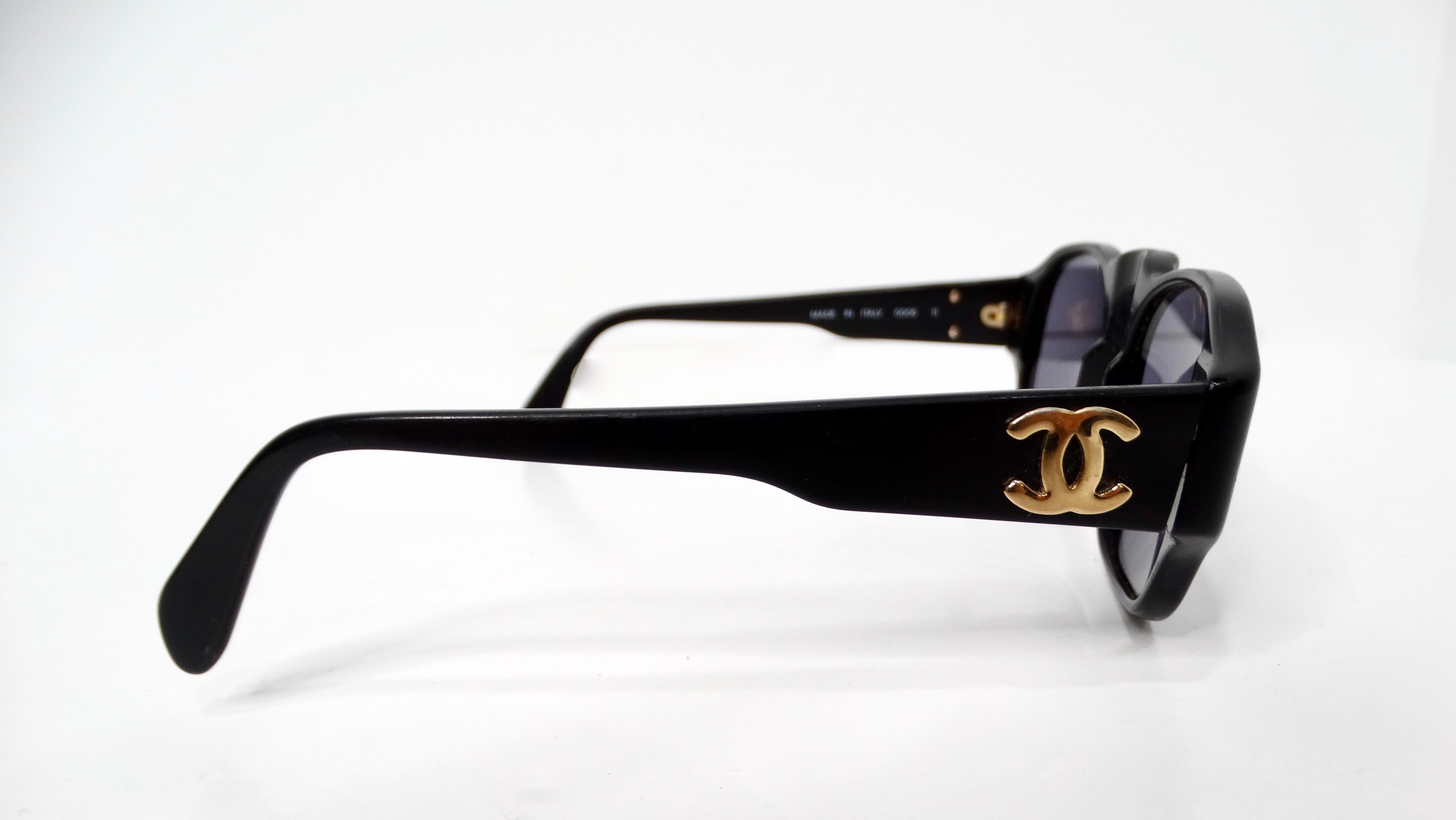 Chanel Interlocking CC Black Square Framed Sunglasses For Sale 3