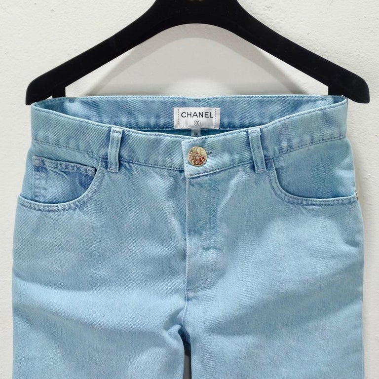 Chanel Stretch Woven Double Faced Denim Boyfriend Jeans W Rolled Cuffs main image 0