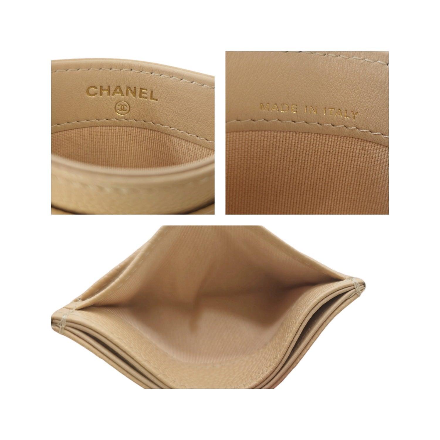 Chanel Interlocking CC Caviar Card Holder Beige For Sale 2