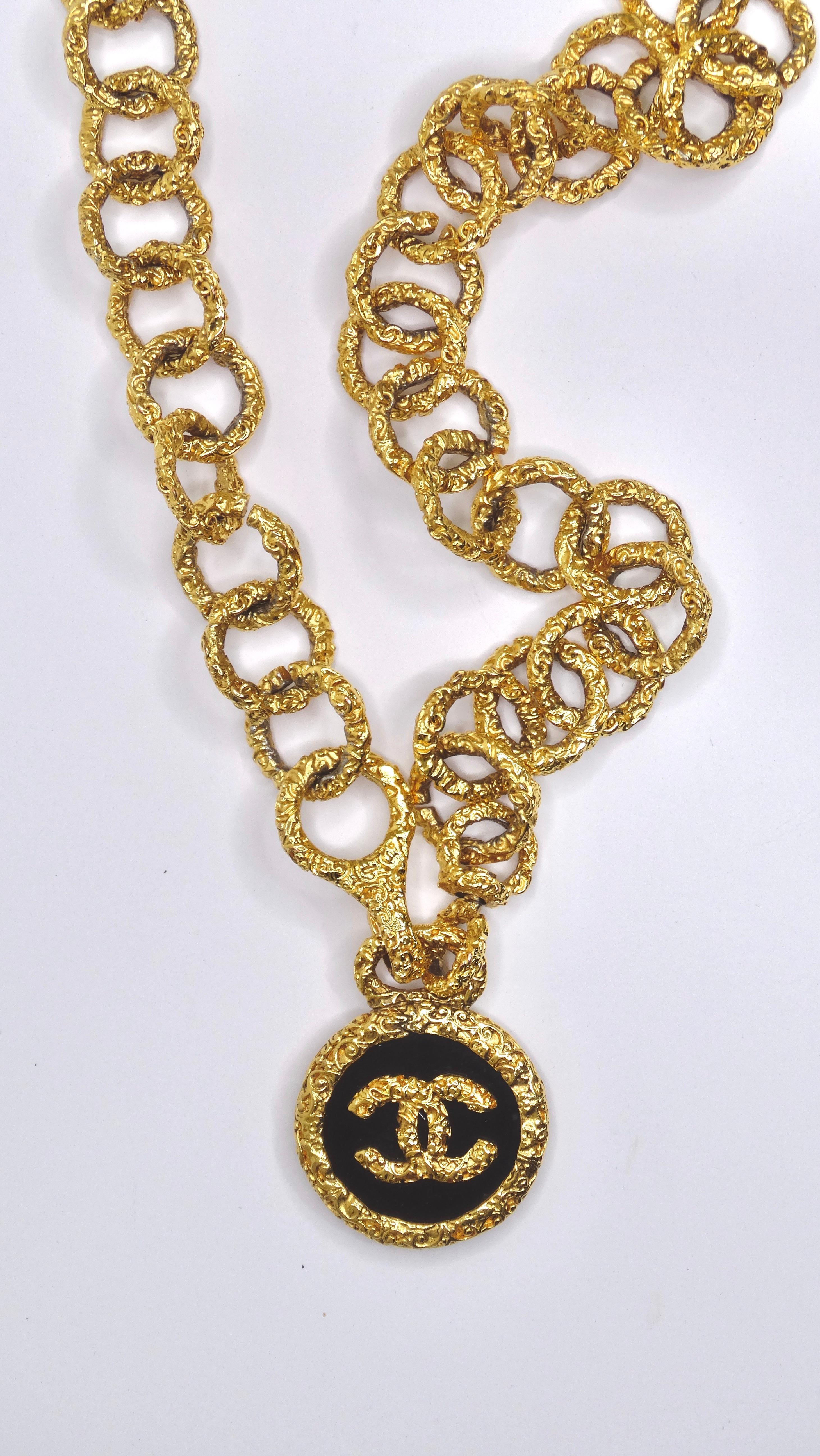 Don't miss out on the chance to get your hands on this chunky and versatile gem from the iconic Chanel! Wear this as a belt, or a necklace to create your very own unique look. Always remember to have fun with fashion, it's not that serious! Features