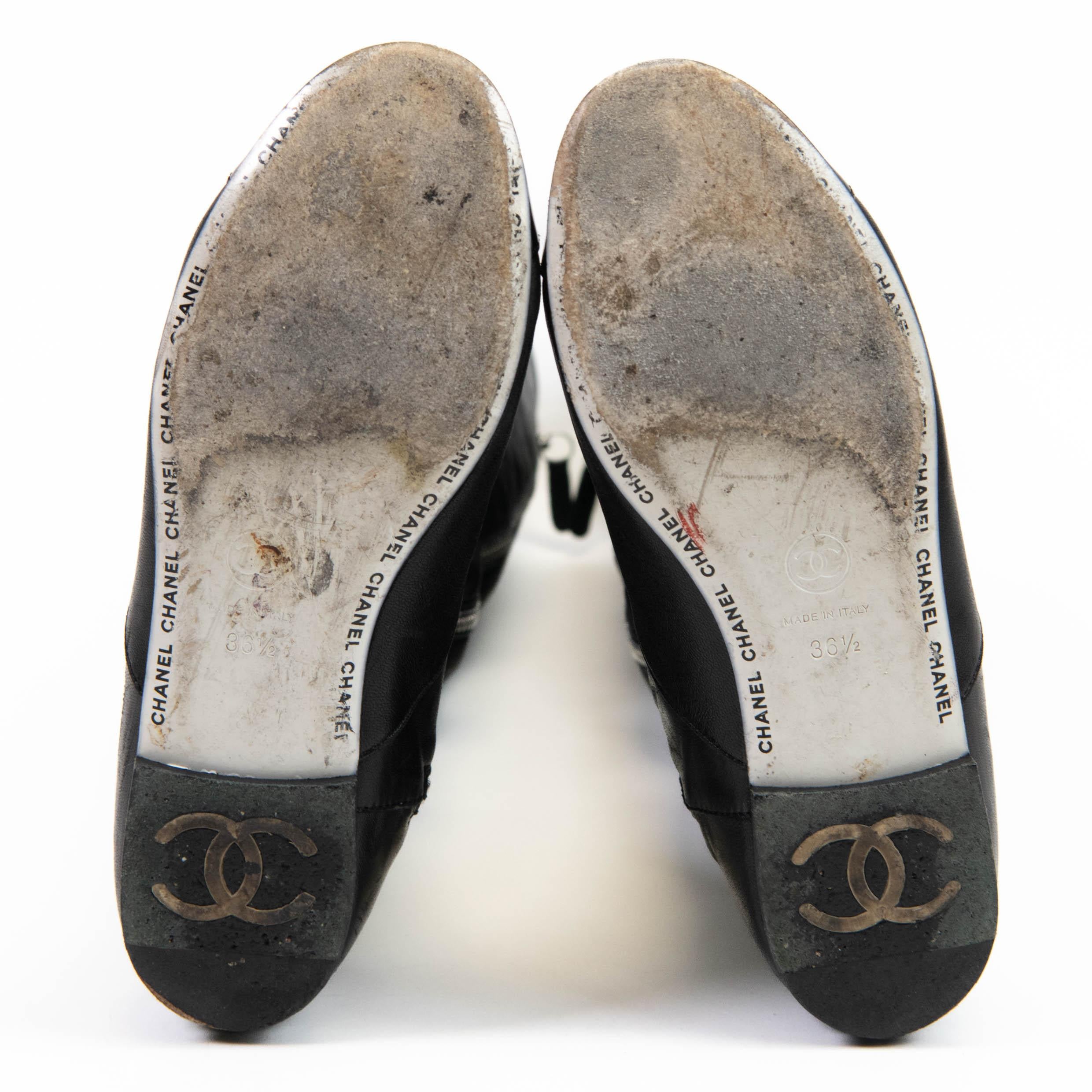 Chanel Interlocking CC Logo Black Leather Riding Boots Size 36.5 2