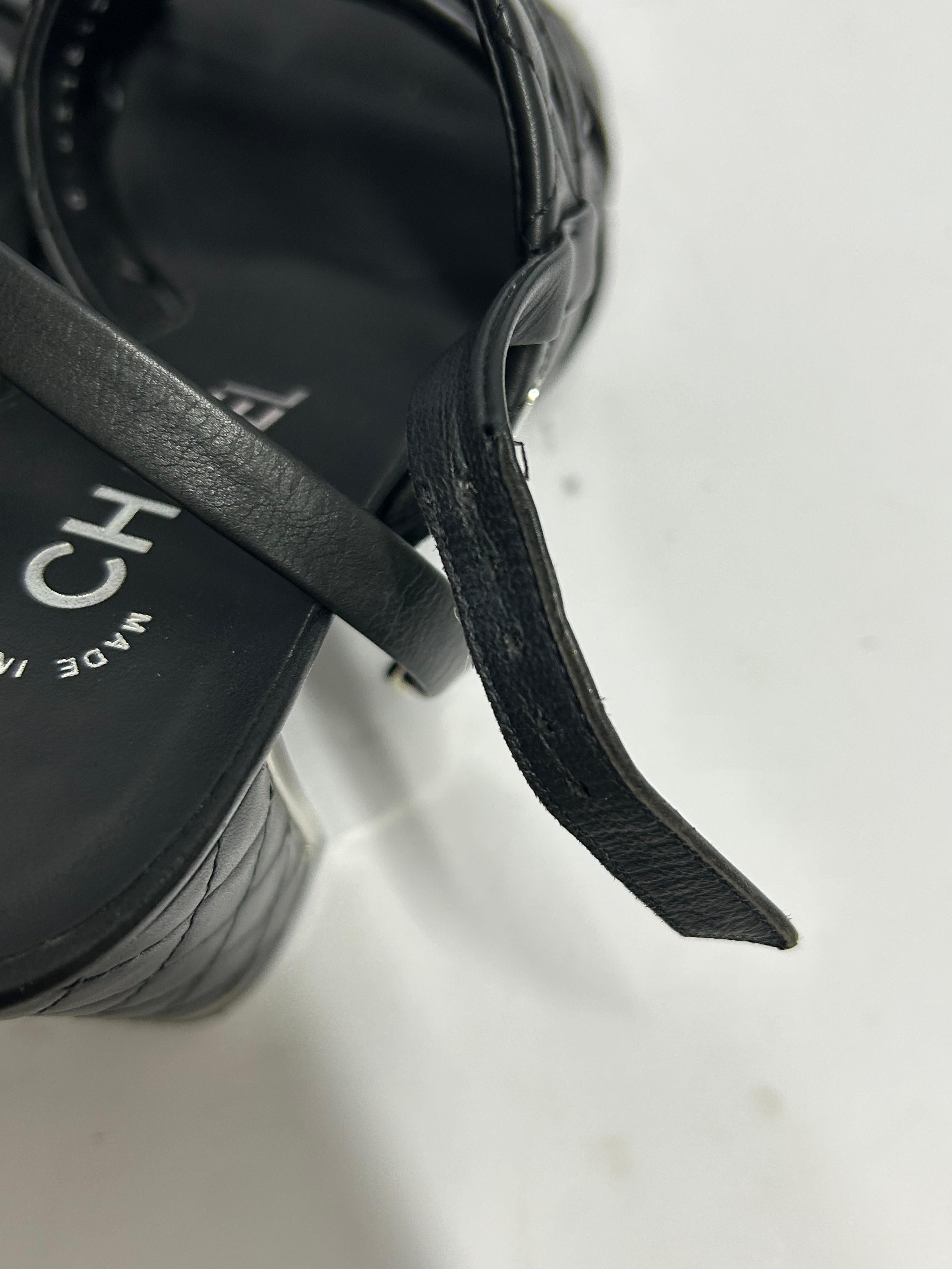 Chanel Interlocking CC Logo Slingback Sandals Size EU 38 For Sale 6