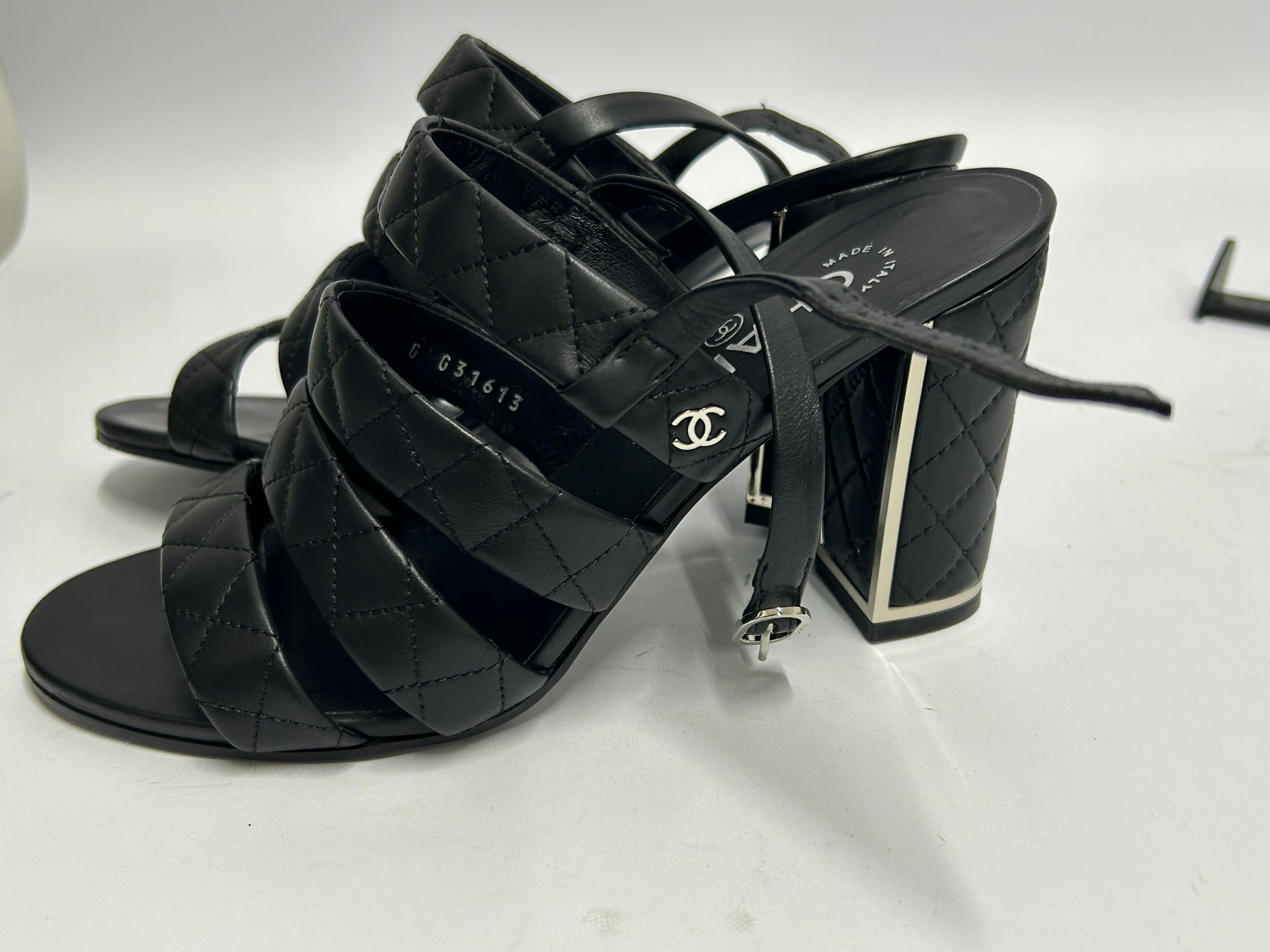 Chanel Interlocking CC Logo Slingback Sandals Size EU 38 For Sale 8