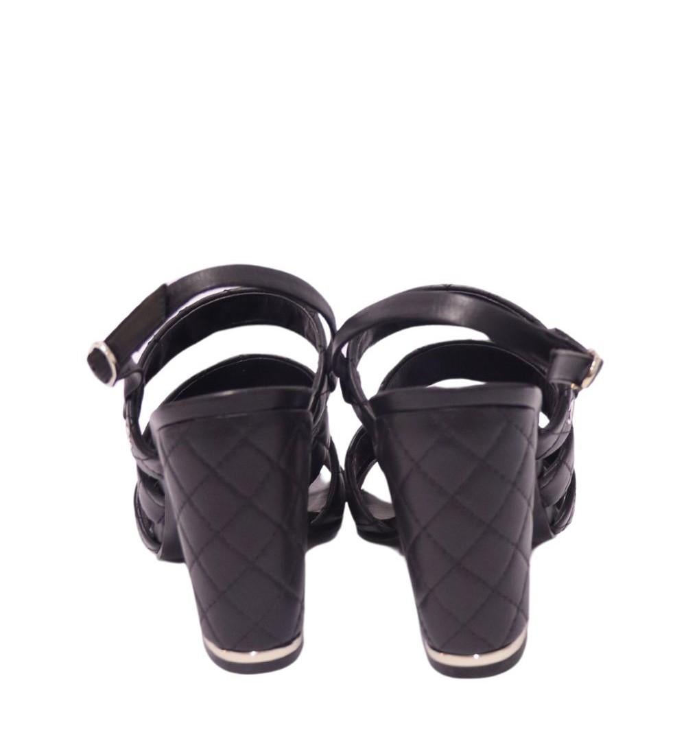 Women's Chanel Interlocking CC Logo Slingback Sandals Size EU 38 For Sale