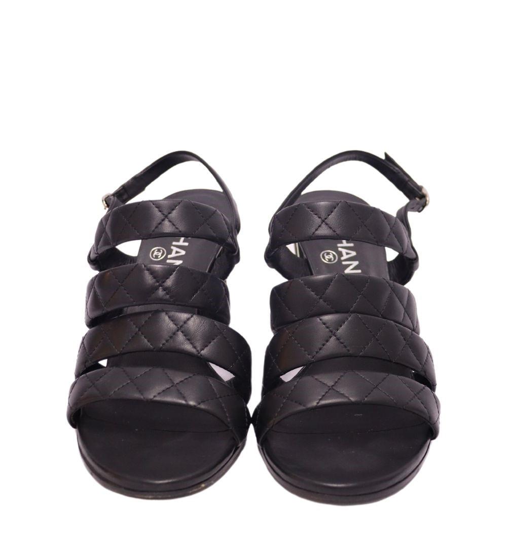 Chanel Interlocking CC Logo Slingback Sandals Size EU 38 For Sale 1