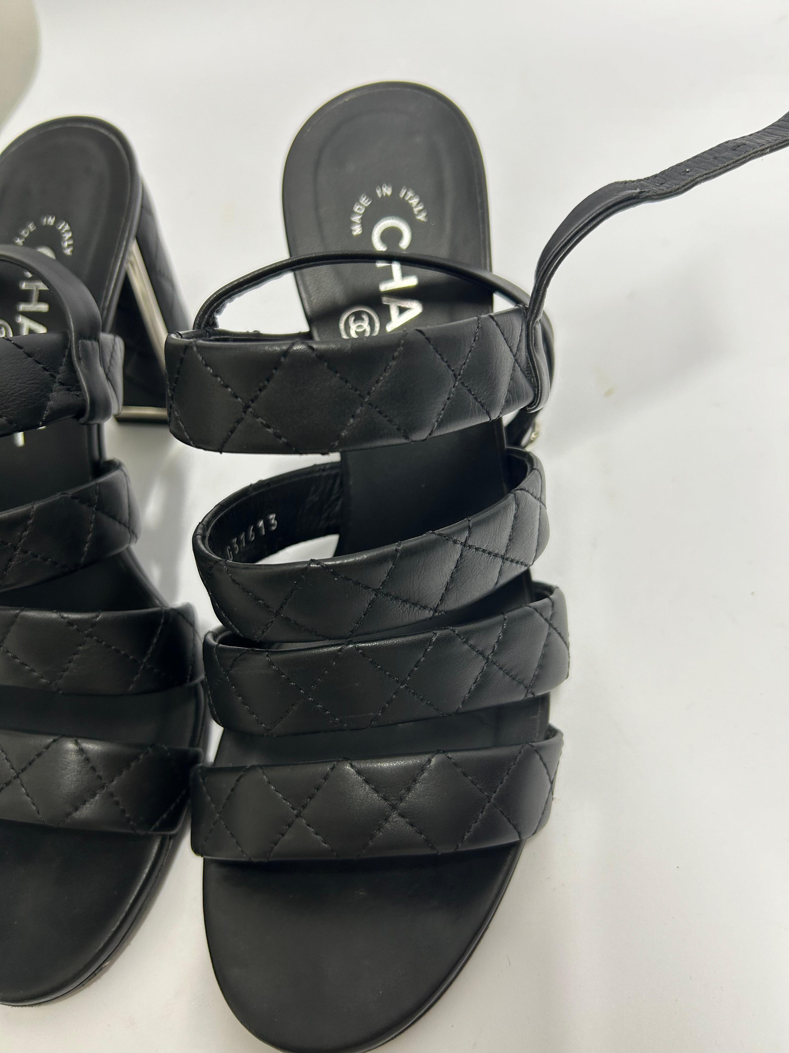 Chanel Interlocking CC Logo Slingback Sandals Size EU 38 For Sale 2