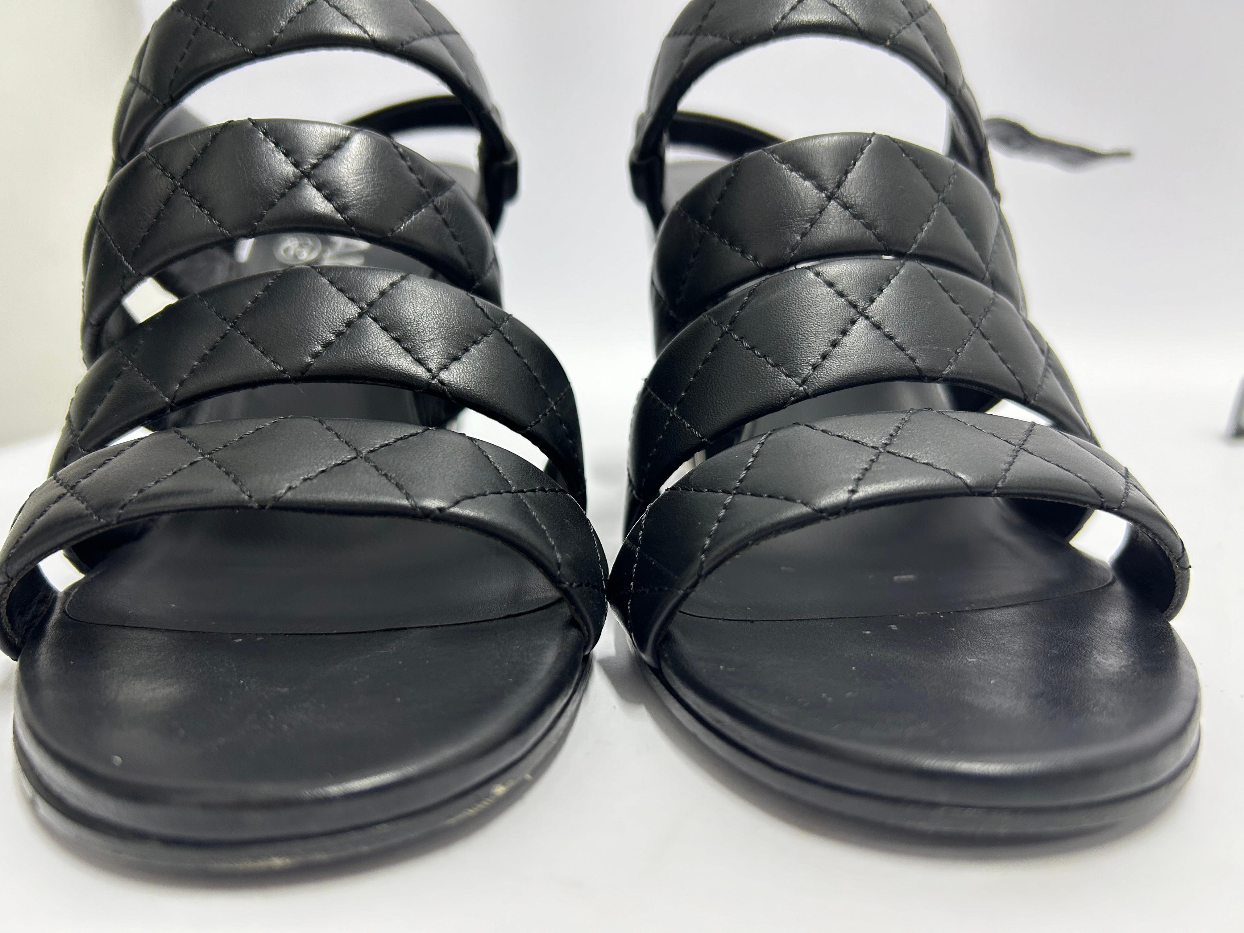 Chanel Interlocking CC Logo Slingback Sandals Size EU 38 For Sale 4