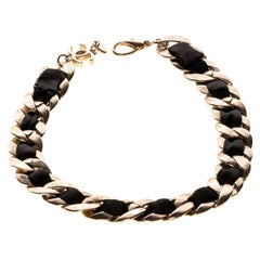 Chanel Interlocking Chain and Ribbon CC Choker Necklace