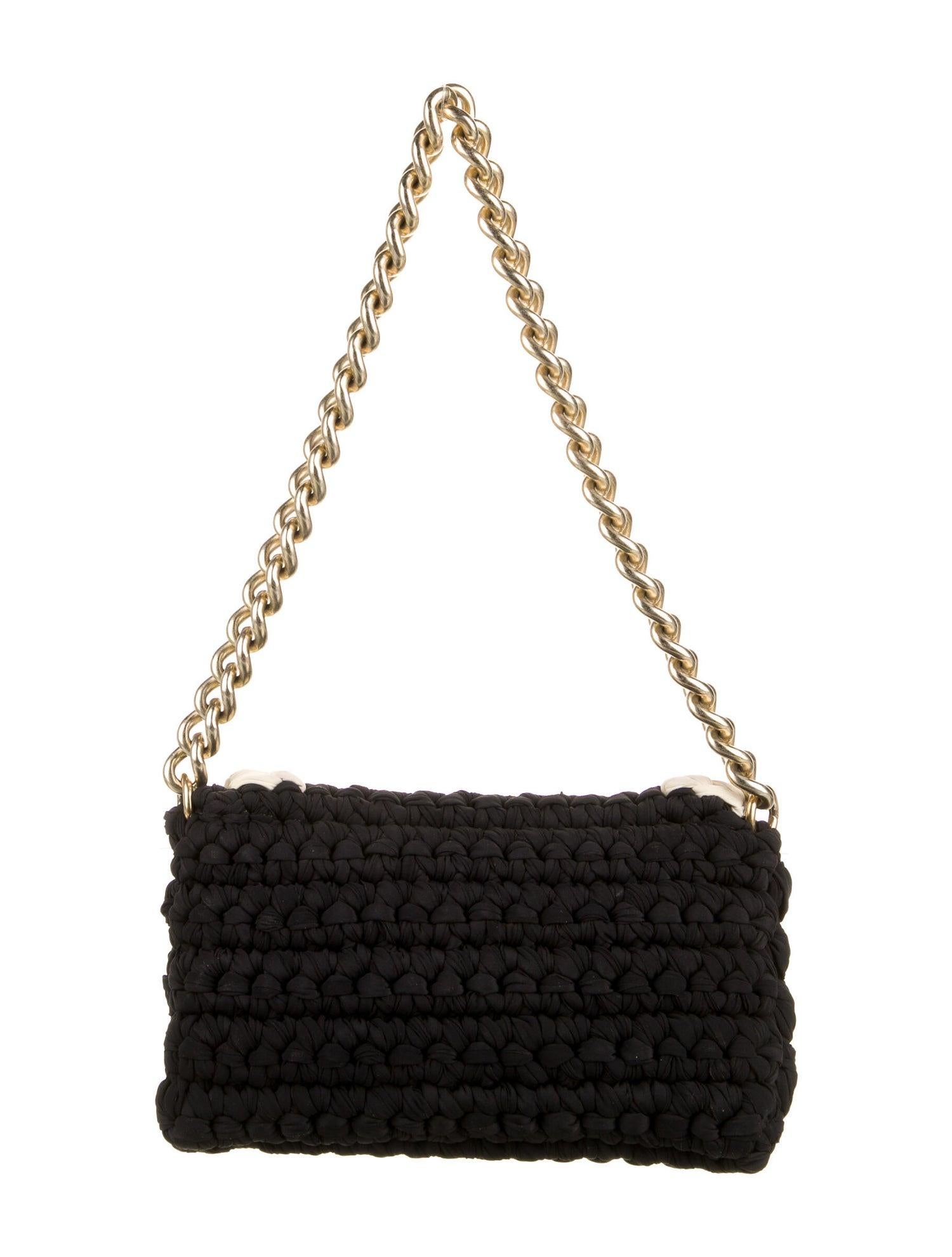 Chanel Interwoven Woven Crochet Bicolor Two Tone Medium Black & White Flap Bag For Sale 5