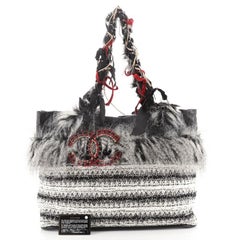 Chanel Inuit Fantasy Tote Quilted Tweed with Faux Fur and Ribbon