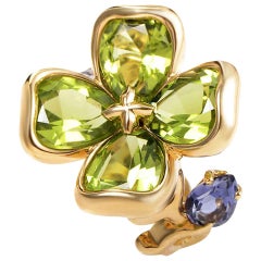 Chanel Iolite Peridot Gold Flower Ring