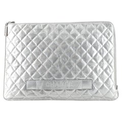 Chanel iPad Pouch Crinkled Leather Large