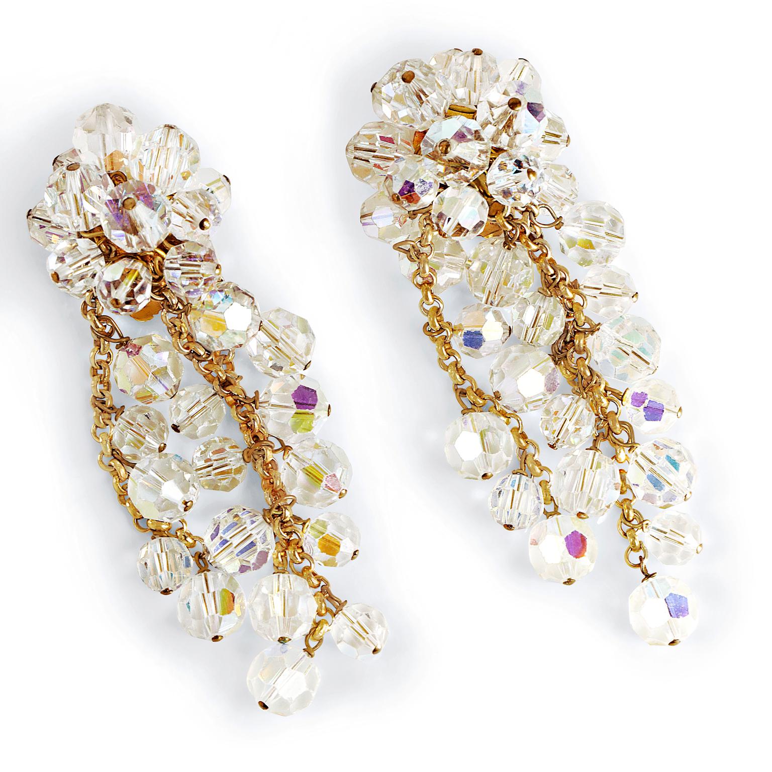Women's Chanel Iridescent Beaded Dangle Earrings
