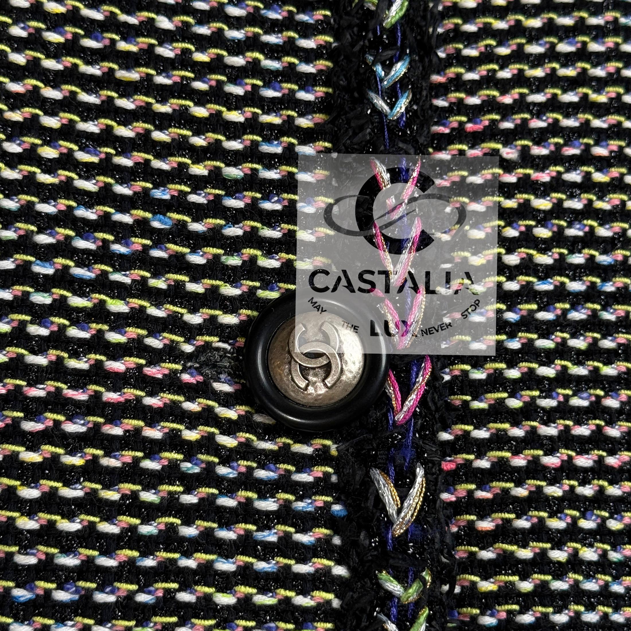 CHANEL Iridescent Black Lesage Tweed Jacket 42 FR For Sale 5