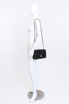 Chanel Iridescent Black Sequin Flap Bag Medium
