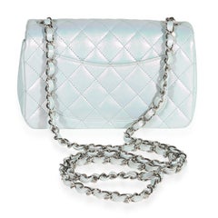 Chanel Iridescent Blue Quilted Calfskin Mini Rectangular Classic Flap Bag