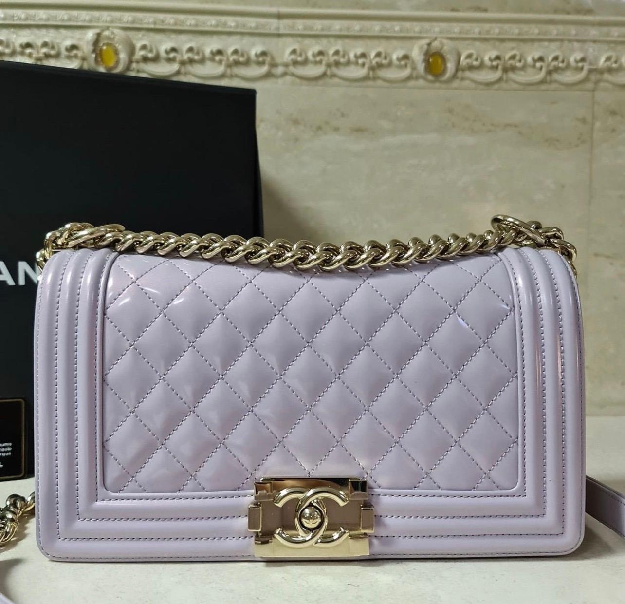 chanel iridescent boy bag