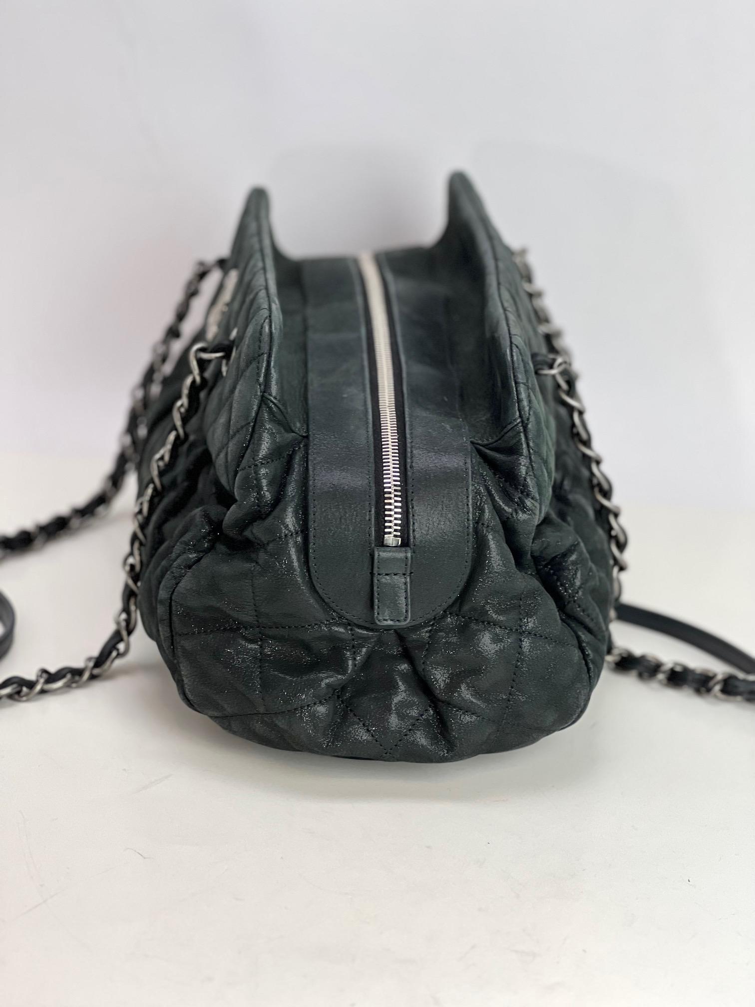 Chanel Iridescent Calfskin Quilted CC Tote Black For Sale 8