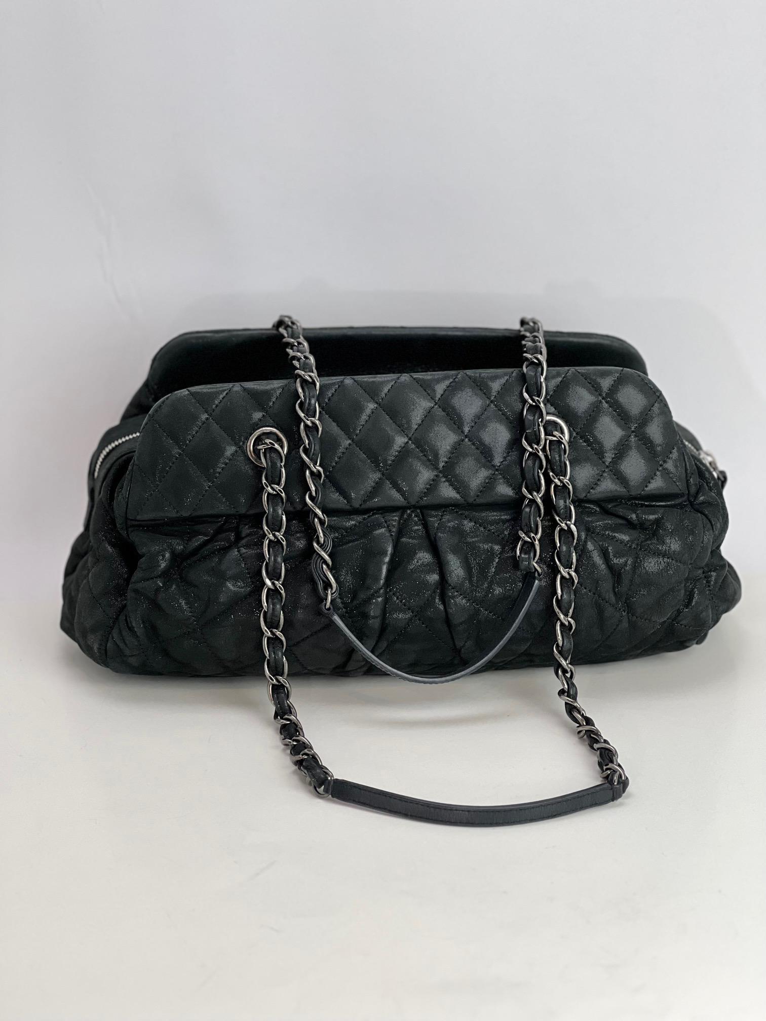 Chanel Iridescent Calfskin Quilted CC Tote Black For Sale 10