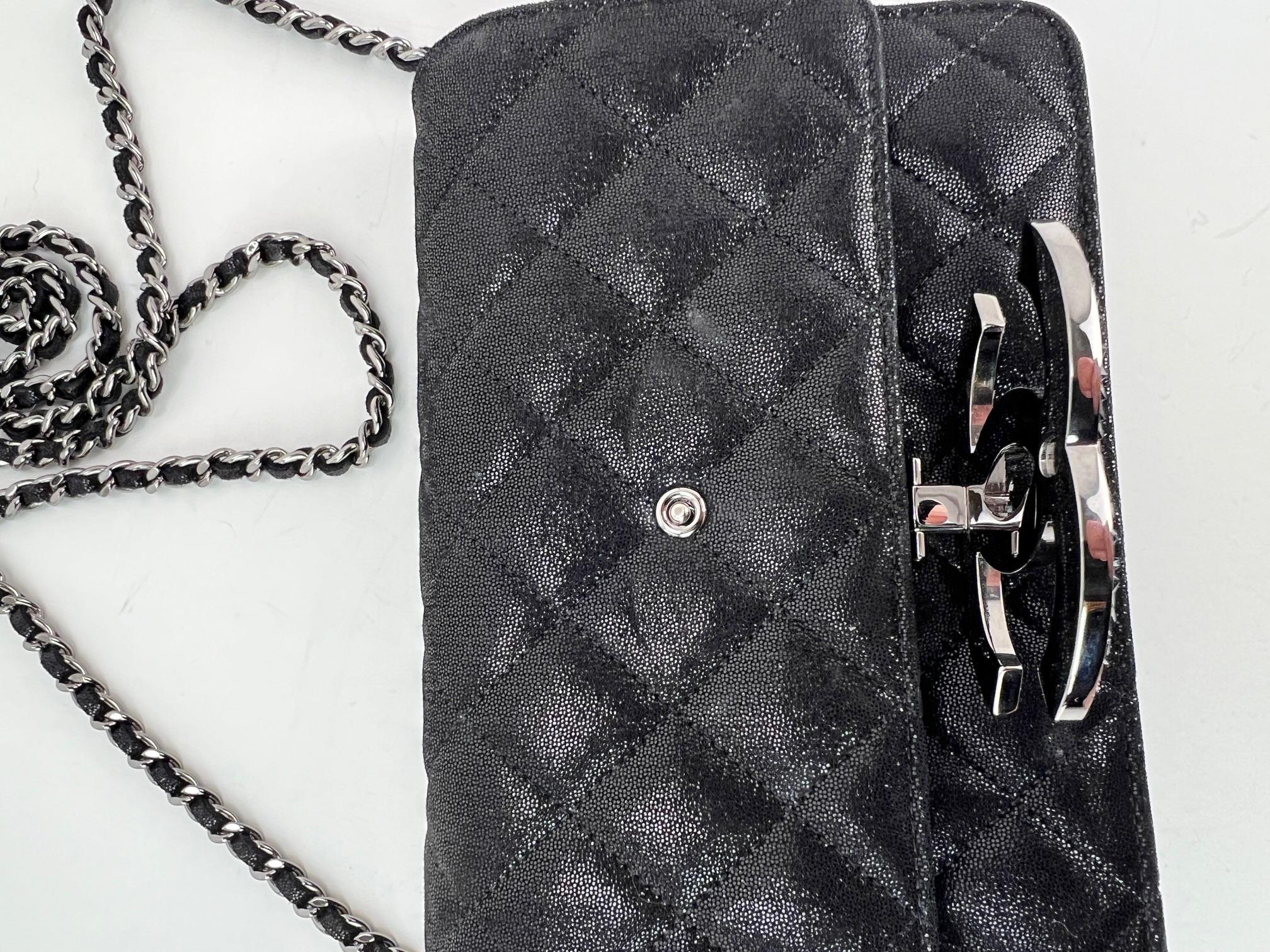 Chanel Iridescent Caviar Crystal Quilted Wallet on a Chain Clutch Bag 5