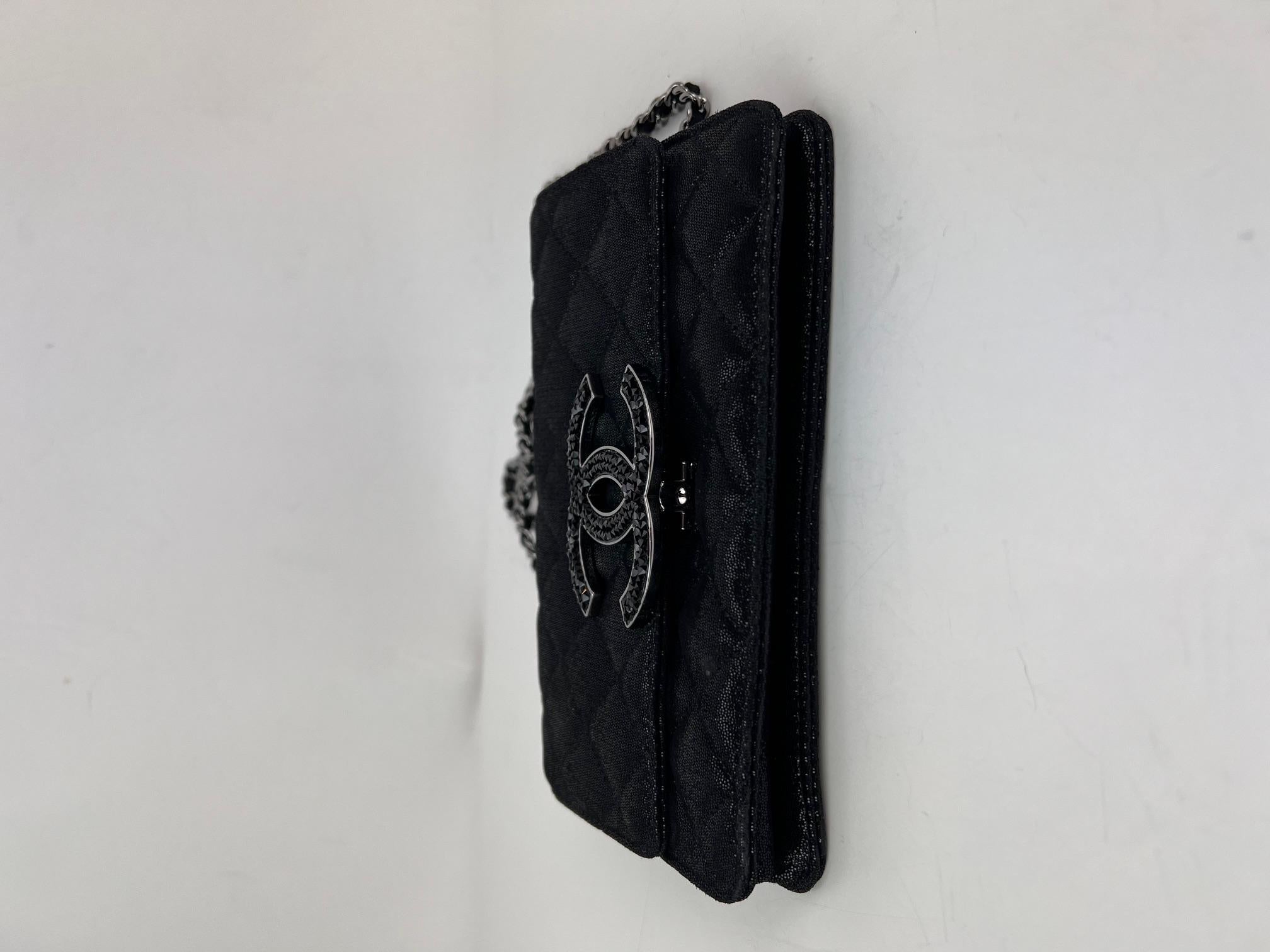 Chanel Iridescent Caviar Crystal Quilted Wallet on a Chain Clutch Bag 6