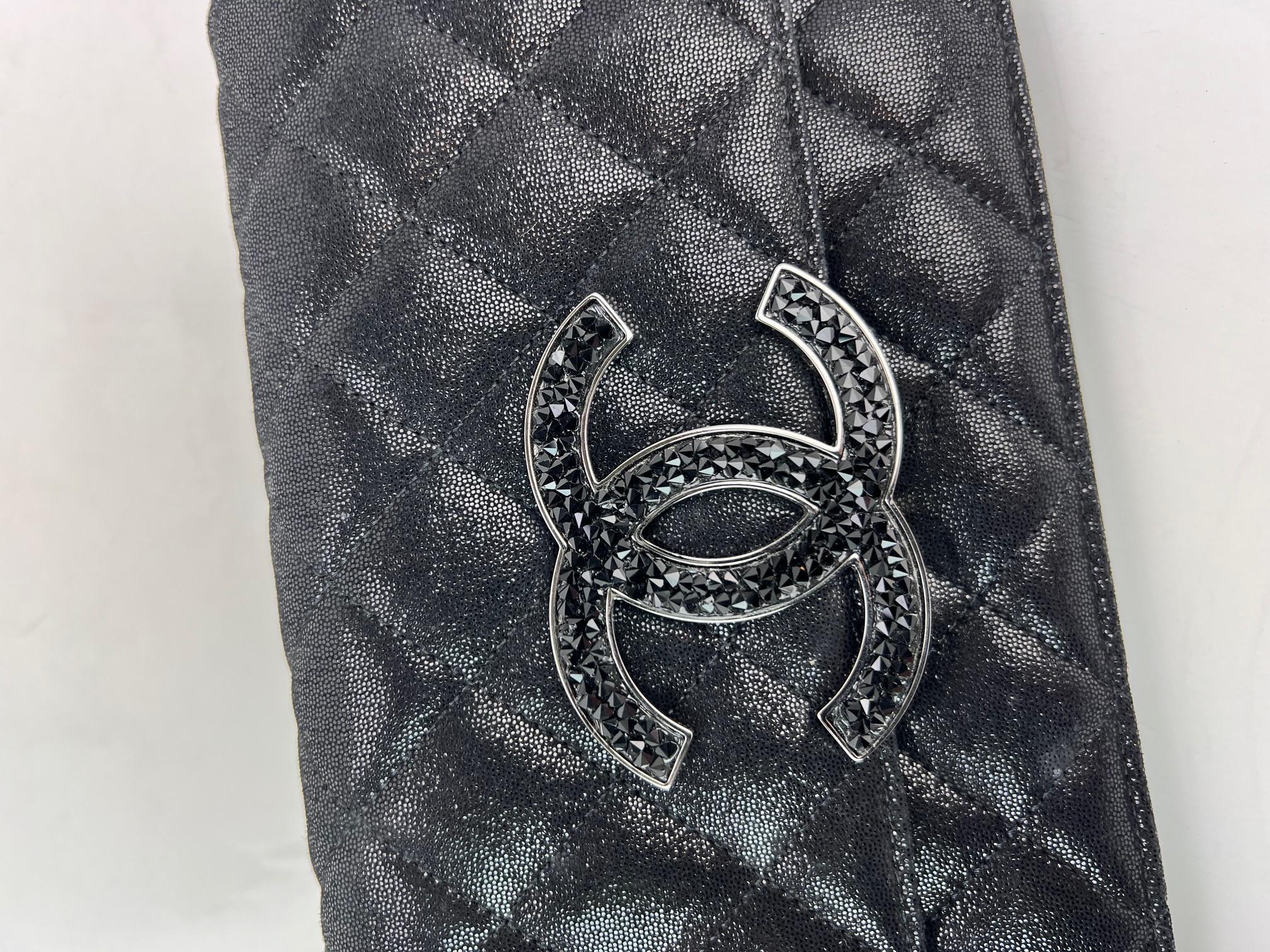 Chanel Iridescent Caviar Crystal Quilted Wallet on a Chain Clutch Bag 8