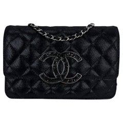 Chanel Iridescent Caviar Crystal Quilted Wallet on a Chain Clutch Bag