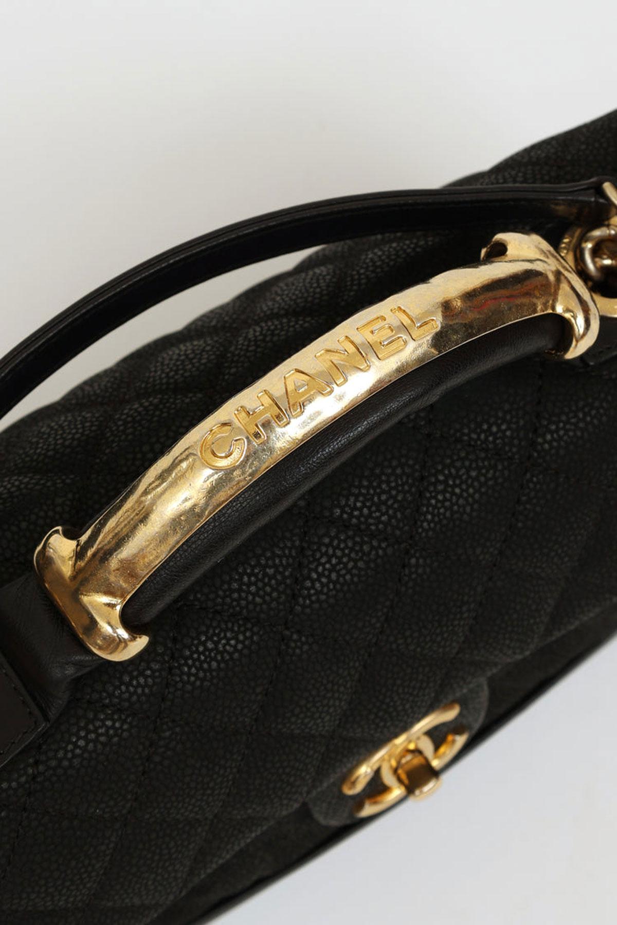 Chanel 2013 Cruise Classic Caviar Kelly Top Handle Crossbody Classic Flap Bag en vente 2