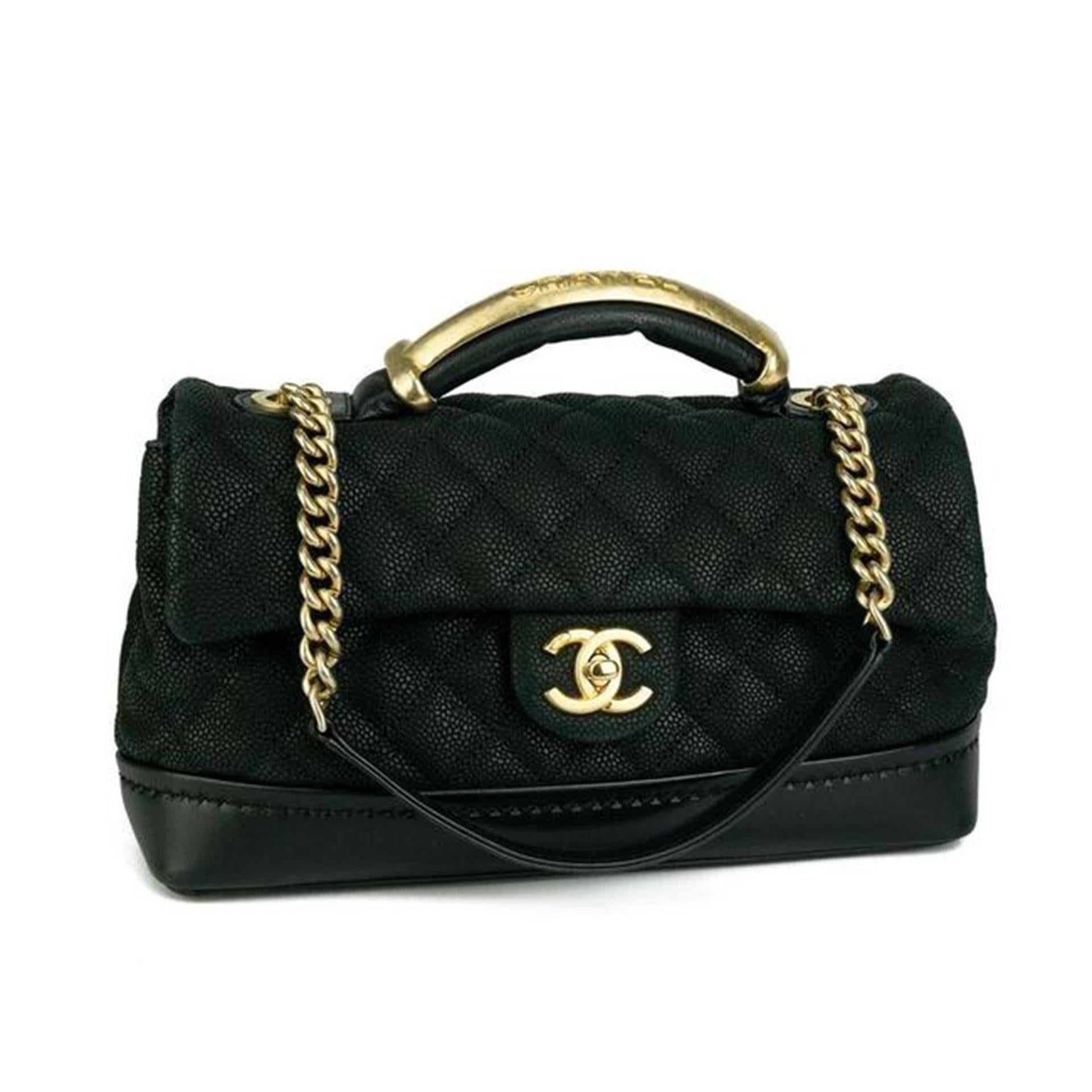 Chanel 2013 Cruise Classic Caviar Kelly Top Handle Crossbody Classic Flap Bag en vente 5