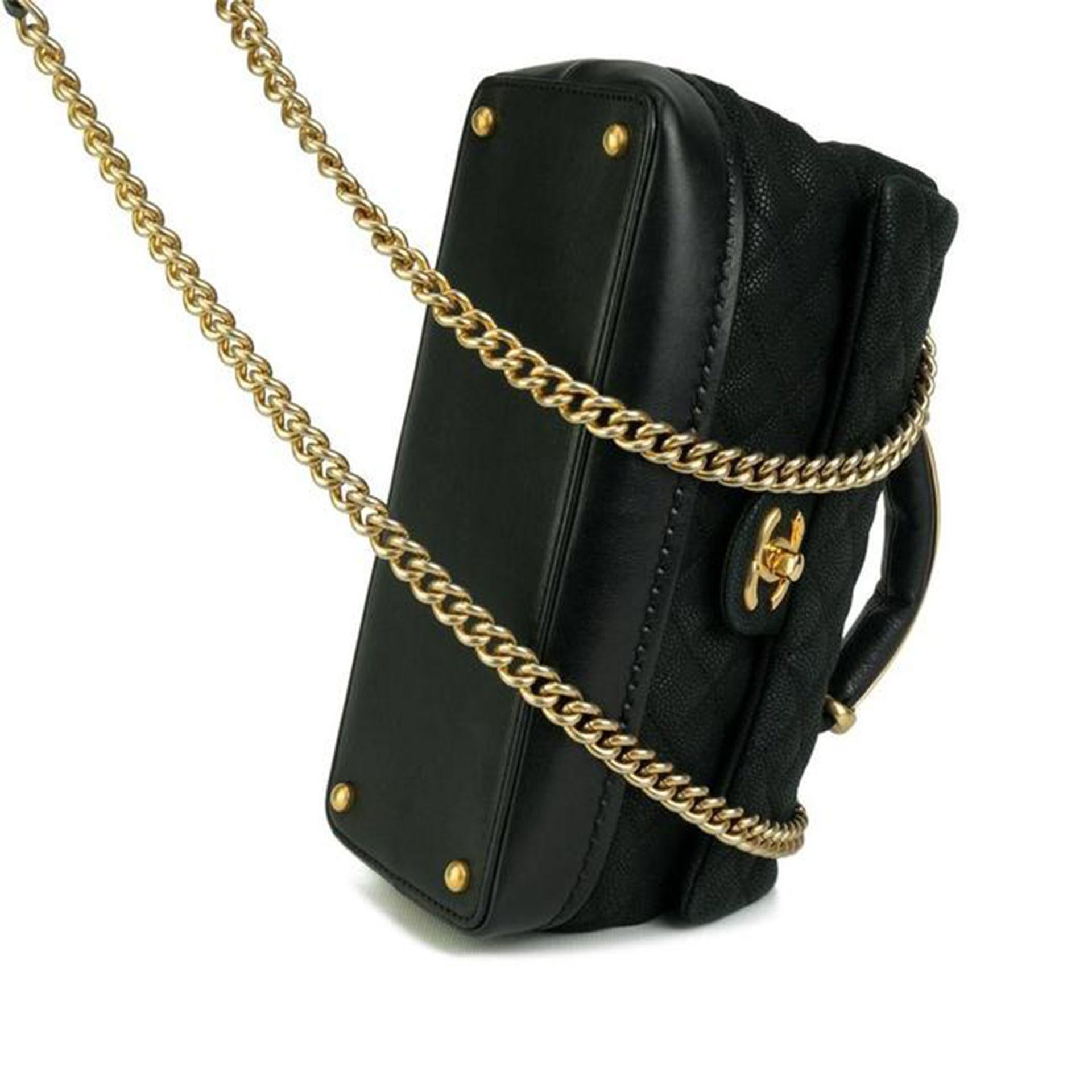 Chanel 2013 Cruise Classic Caviar Kelly Top Handle Crossbody Classic Flap Bag en vente 6